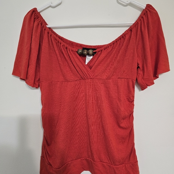 AWESOME Licorice XS Orange Shirt with Wooden Beads - Picture 6 of 6